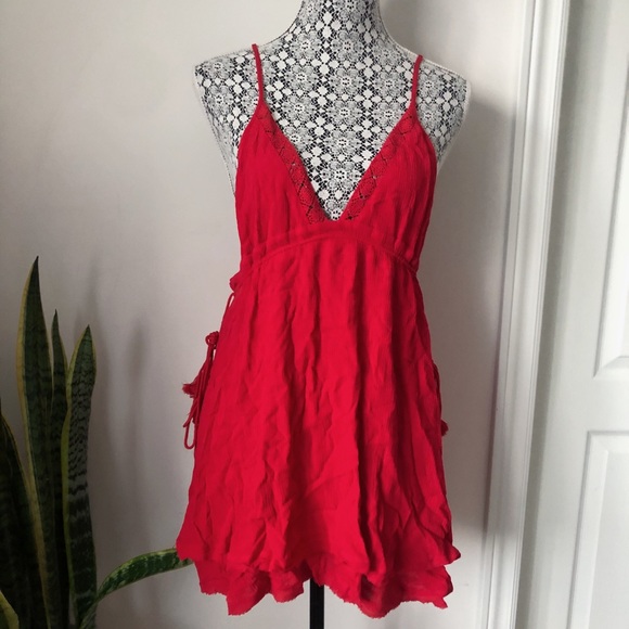FOREVER 21 Red Crisscross Cami Mini Dress, Size S - Picture 1 of 6